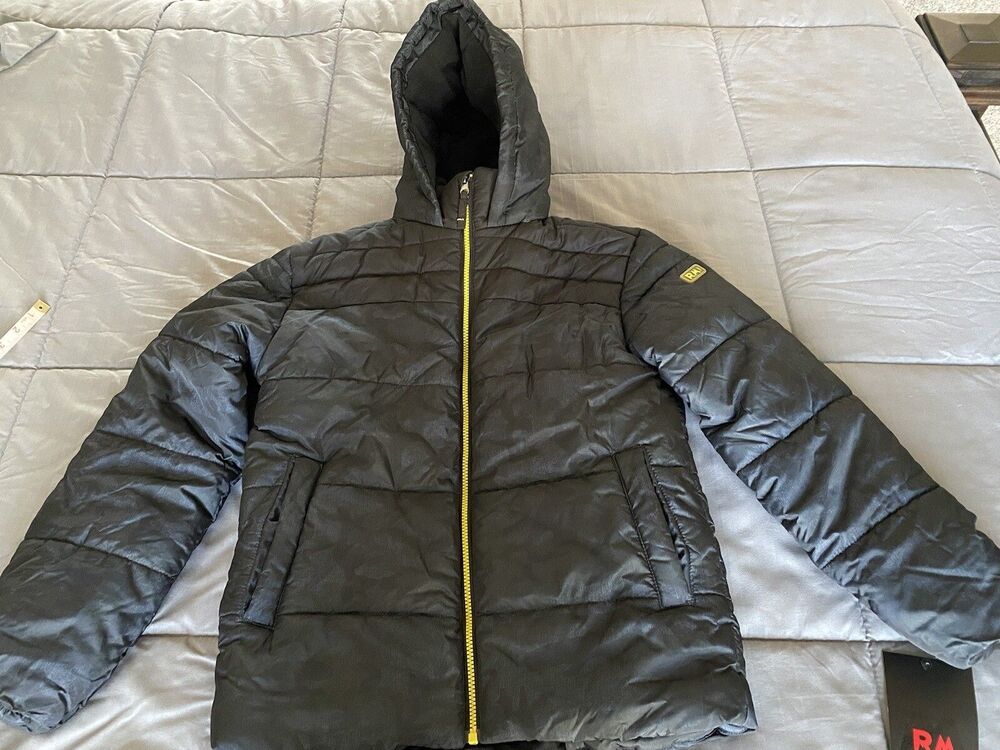 NWT RM1958 by Mrosemont boy hood black heather camo puffer jacket coat sz 14/16￼